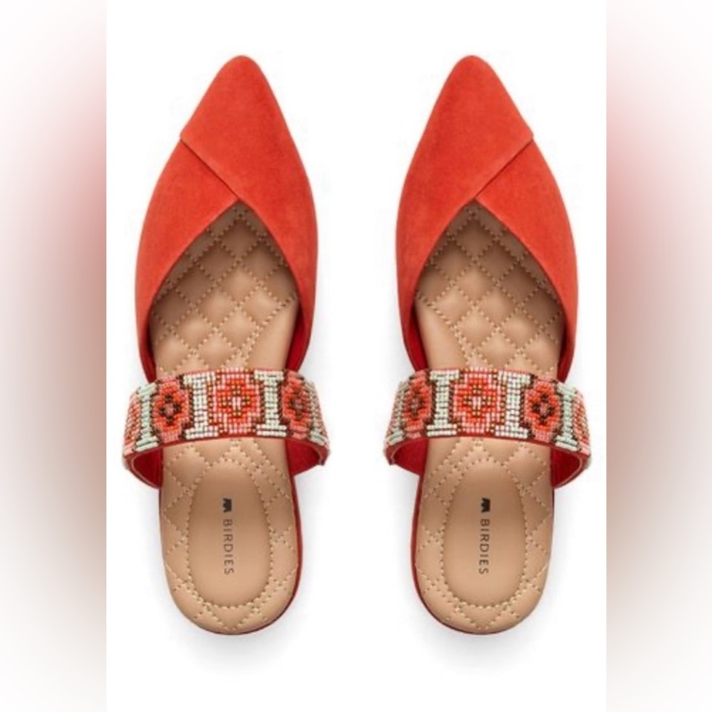 NWOT BIRDIES The Swan Flat Spice Cuff Slide Beaded
Pointed Toe Suede Sz 9.5